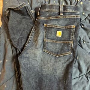 Carhartt Indigo Blue Denim Jeans with Yellow Patch